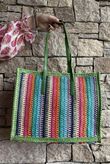 Kondi Rainbow Raffia Tote Bag Green
